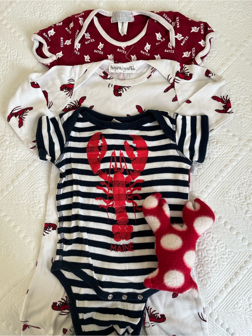 Lobster and Bates College baby bundle- Navy/Red